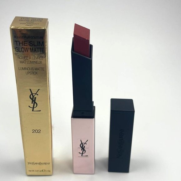 YSL The Slim Glow Matte Lipstick 202 Insurgent Red BRAND NEW - Picture 1 of 3